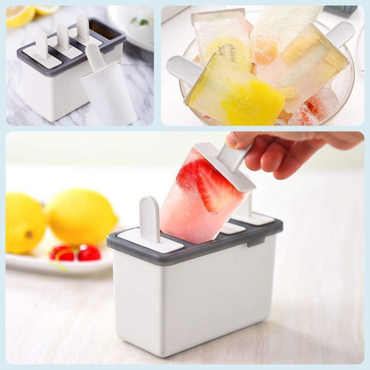 🍦 Set 4 Forme pentru Înghețată Reutilizabile - Creați Popsicle-uri Delicioase acasă!