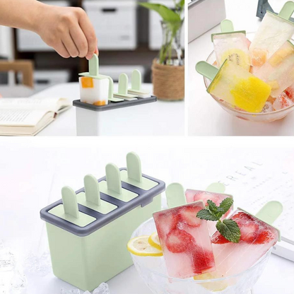 🍦 Set 4 Forme pentru Înghețată Reutilizabile - Creați Popsicle-uri Delicioase acasă!