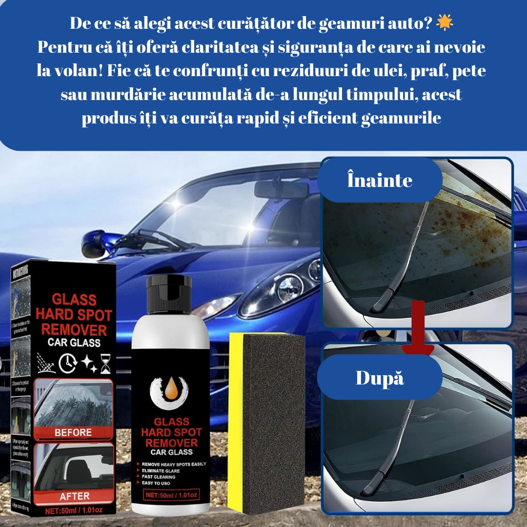 Soluție Profesională de Curățare Pelicule, Murdărie și Ulei pentru Geamuri Auto - Vizibilitate Impecabilă și Protecție Anti-Murdărie